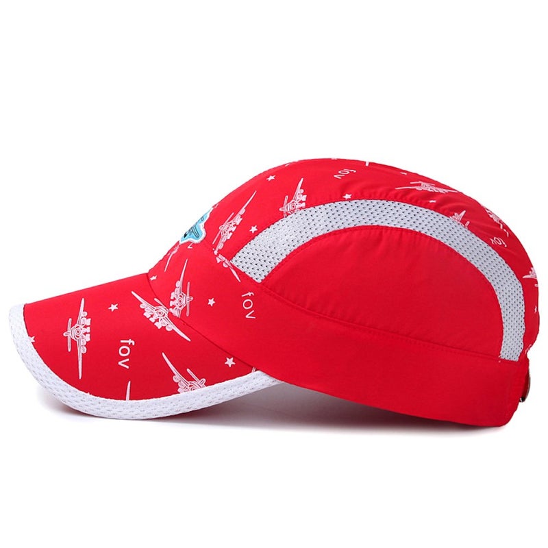 Home Prefer Kids Boys Lightweight Quick Drying Sun Hat Outdoor Sports UV Protection Caps Mesh Side Ball Cap Red - Image 2